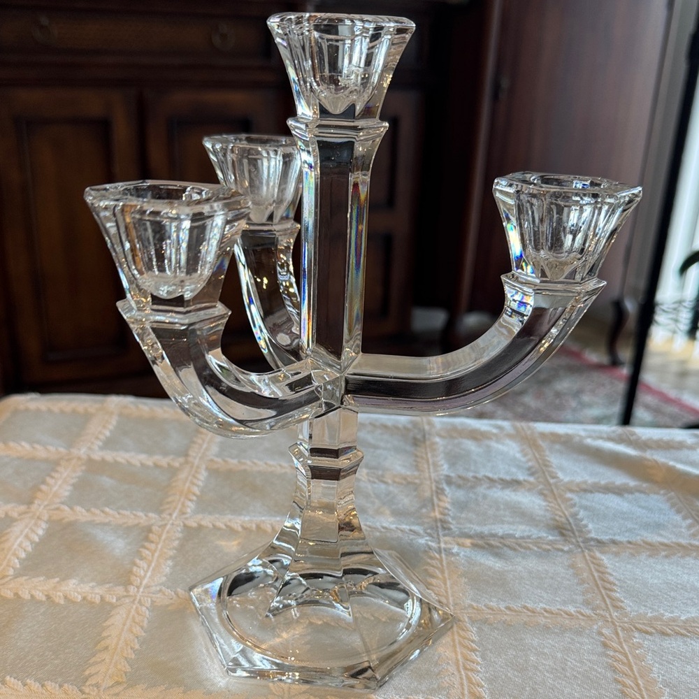 Vintage Shannon Crystal Four-Arm Candelabra - Clear